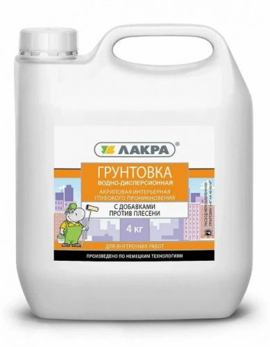 Грунтовка Лакра универсальная глубокого проникновения против плесени 4кг 