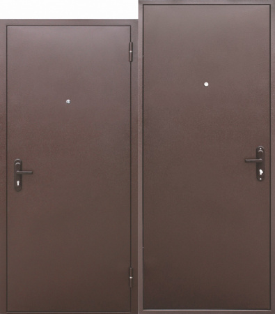 Дверь метал. 4,5 см Прораб 1, металл/металл, антик медь, наружн. открывания, ППС, 960, Левая